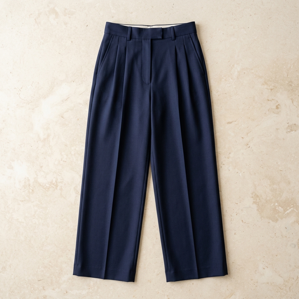 High-Waisted Double-Pleat Wide Trousers